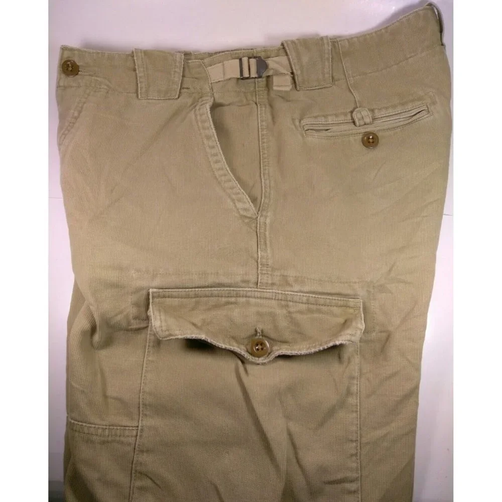 Abercrombie & Fitch Mens Cargo Shorts sz 30 Khaki Brown Textured with Button Fly